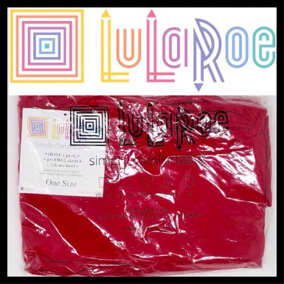 LuLaRoe Solid Red OS Leggings RARE UNICORN LLR - Picture 2 of 5